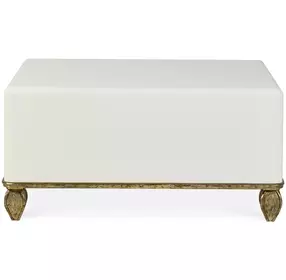 Tara Shaw Lacquered White and Gold Rectangular Loire Cocktail Table