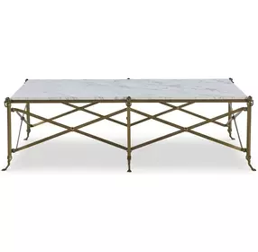 Tara Shaw Cream and Gold Rectangular Sainte Croix Cocktail Table