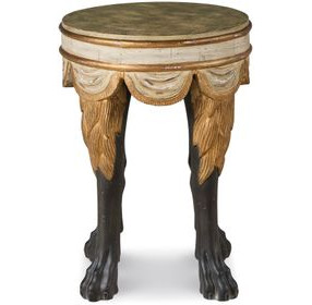 Tara Shaw Aged Ivory and Distressed Gold Round Sainte Rome Accent Table