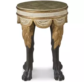 Tara Shaw Aged Ivory and Distressed Gold Round Sainte Rome Accent Table