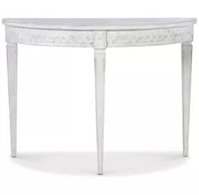 Tara Shaw Swedish Rubbed White D Shape Petite Lutetia Console Table