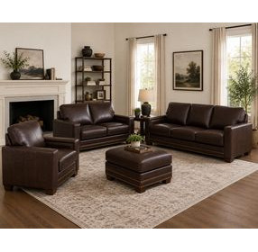 Aldercrest Brown Leather Living Room Set