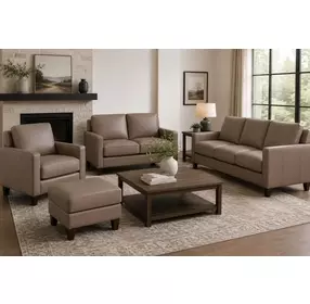Arden Taupe Leather Living Room Set