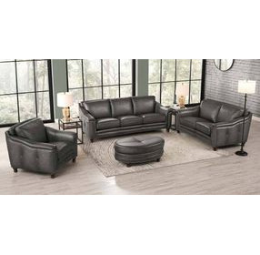 Bexley Ash Leather Living Room Set with Nailhead Trim
