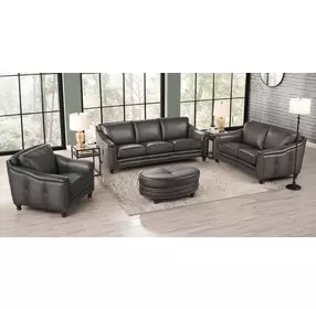 Bexley Ash Leather Living Room Set with Nailhead Trim