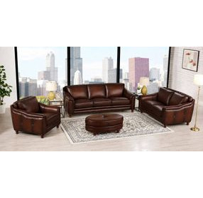 Bexley Caramel Leather Living Room Set with Nailhead Trim