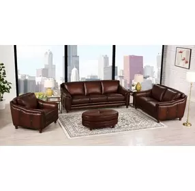 Bexley Caramel Leather Living Room Set with Nailhead Trim