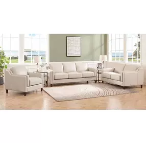 Isla Vanilla Leather Living Room Set