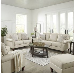Lachlan Vanilla Leather Living Room Set