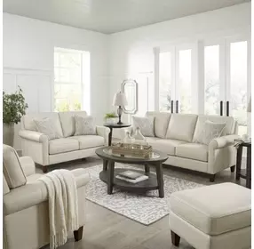Lachlan Vanilla Leather Living Room Set