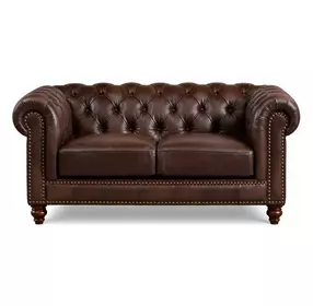 Waverly Caramel Leather 68" Loveseat with Nailhead Trim