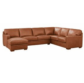 Langston Nutmeg Top Grain Leather LAF Chaise Sectional