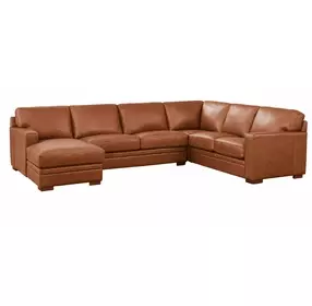 Langston Nutmeg Top Grain Leather LAF Chaise Sectional