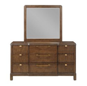 Milan Brown 6 Drawer Dresser and Mirror