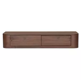 Round Off Walnut Rectangular Floating Console Table