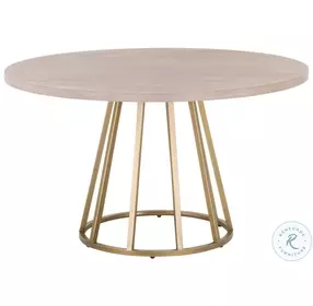 Turino Natural Gray And Brushed Gold 54" Round Dining Table