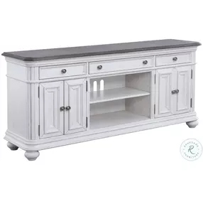 West Chester Light Gray Oak and Distressed White 74" TV Cart