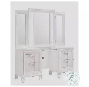 Charlotte White And Silver Vanity Set With LED Light