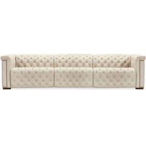 Savion Deux 43" Beige Performance Fabric 3-Seater Sofa with Dual Power Recliners and Triple Power Headrests