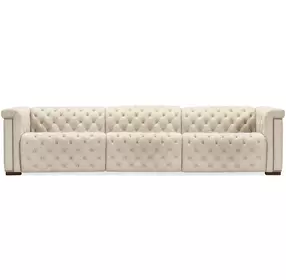 Savion Deux 43" Beige Performance Fabric 3-Seater 126" Sofa with Dual Power Recliners and Triple Power Headrests