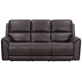 Easton Steamboat Brown Leather 86" Zero Gravity Power Reclining Sofa with USB Charging