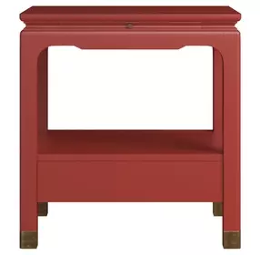Eave Red Rectangular Bedside Table with 1 Drawer