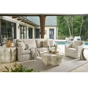 Azure White Concrete Free Form Cliffside Outdoor Occasional Table Set