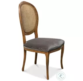 U093-07F12 Driftwood Charcoal Oval Cane Back Side Chair