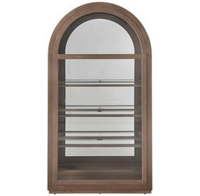 Medley Brown Arch 1 Sliding Door Curio Cabinet with LED Lighting