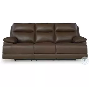 VonRyan Tobacco Power Reclining Sofa with Adjustable Headrest
