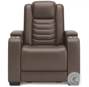 High Impact Tobacco Power Recliner with Adjustable Headrest