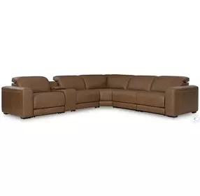 Rally-Up Caramel 6 Piece Power Reclining Console Sectional