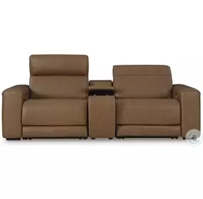 Rally-Up Caramel Power Reclining Console Loveseat