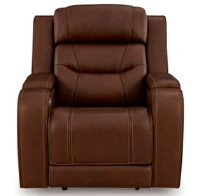 Dreamer Brown Leather Power Recliner with Audio Seating