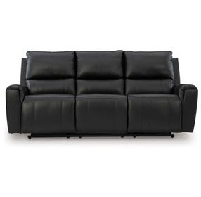 Glassmere Black Leather 84" Reclining Sofa
