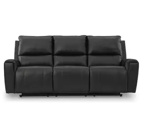 Danemere Black Leather 84" Reclining Sofa