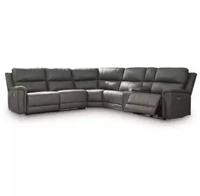 Beryton Anchor Leather 6 Piece Modular Power Reclining Sectional with USB Charging