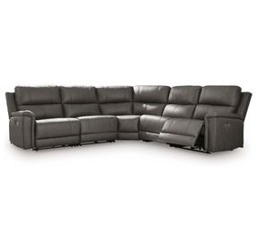 Burnley Anchor Leather 5 Piece Modular Power Reclining Sectional with USB Charging