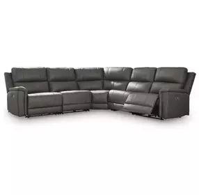 Beryton Anchor Leather 5 Piece Modular Power Reclining Sectional with USB Charging