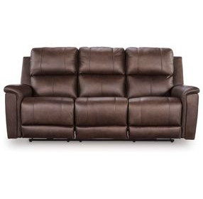 Beryton Espresso Leather 85" Zero Gravity Power Reclining Sofa with USB Charging