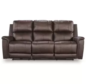 Beryton Espresso Leather 85" Zero Gravity Power Reclining Sofa with USB Charging