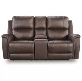 Beryton Espresso Leather 75" Zero Gravity Power Reclining Loveseat with USB Charging