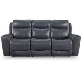 Mighty Moves Admiral Leather 88" Power Reclining Sofa with USB Charging