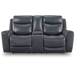 Mighty Moves Admiral Leather 78" Power Reclining Loveseat with USB Charging