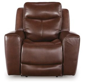 Mighty Moves Mahogany Leather Power Recliner with USB Charging