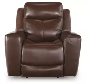 Momentum Moves Mahogany Leather Power Recliner with USB Charging