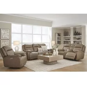 Malcesine Sahara Leather Power Reclining Living Room Set