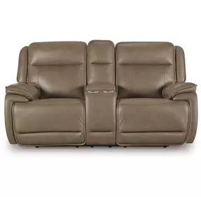 Malcesine Sahara Leather 80" Zero Gravity Power Reclining Loveseat with USB Charging