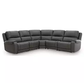 5Z Pendley Anchor Leather 5 Piece Modular Power Reclining Sectional with USB Charging and 2 Armless Power Recliners