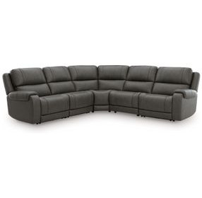 5Z Pendley Anchor Leather 5 Piece Modular Power Reclining Sectional with USB Charging and Heat Massage